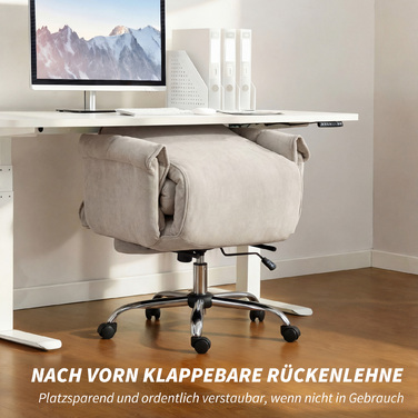 Офісний крісло з регулюванням нахилу та висоти, ергономічне крісло для роботи з підлокітниками та підніжкою, висока спинка, розміри 75 x 77 x 110-118 см, сірий