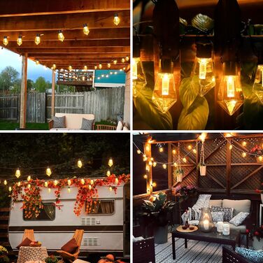 Ланцюжок прикрас для саду на батарейках G30, 9м, 20 LED, тепле світло, з пультом, таймером, димеруванням, IP64, для саду, Різдва, балкону, бістро