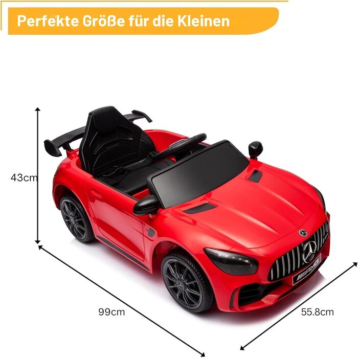 Дитячий електромобіль Mercedes Benz AMG LEADZM 12V, з пультом, MP3, музика, LED, червоний