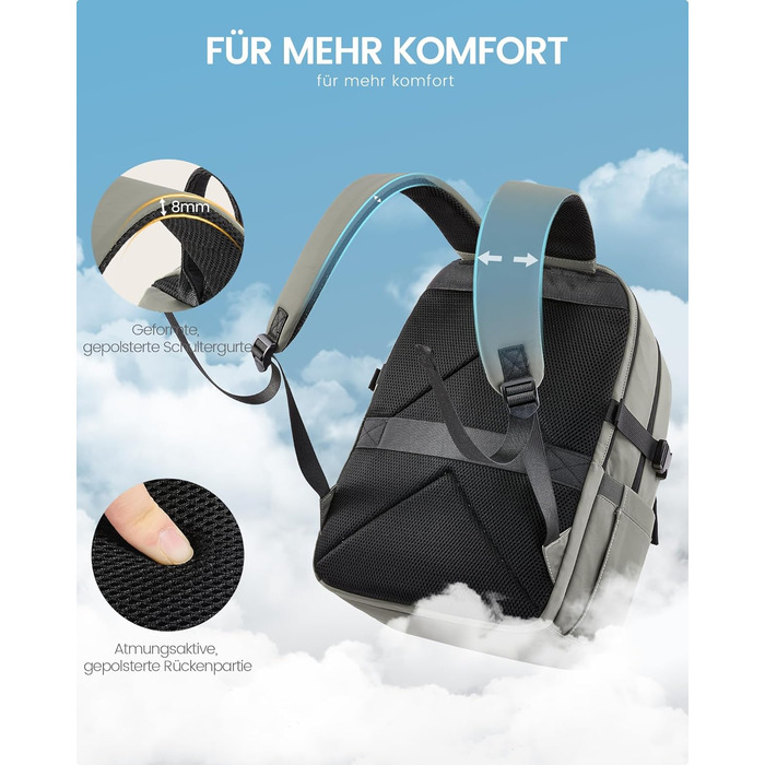 LOVEVOOK Рюкзак для ноутбука, водонепроникний, сірий/зелений, 17.3 дюйми - для жінок та чоловіків, універсальний, для роботи, навчання, подорожей