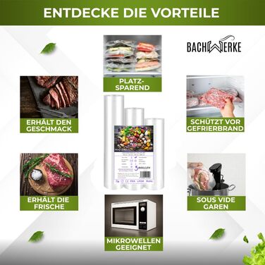 Вакууматор для продуктів BACHWERKE з шириною шва 32 см, вакуумний пакувальник з набором пакетів та запасним різаком