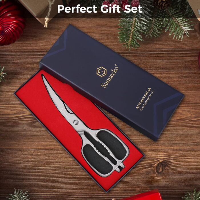 Кухонні ножиці Sunnecko 8 дюймів (20 см) - універсальні, з подрібнювачем горіхів, з ергономічною ручкою, знімні леза, з нержавіючої сталі