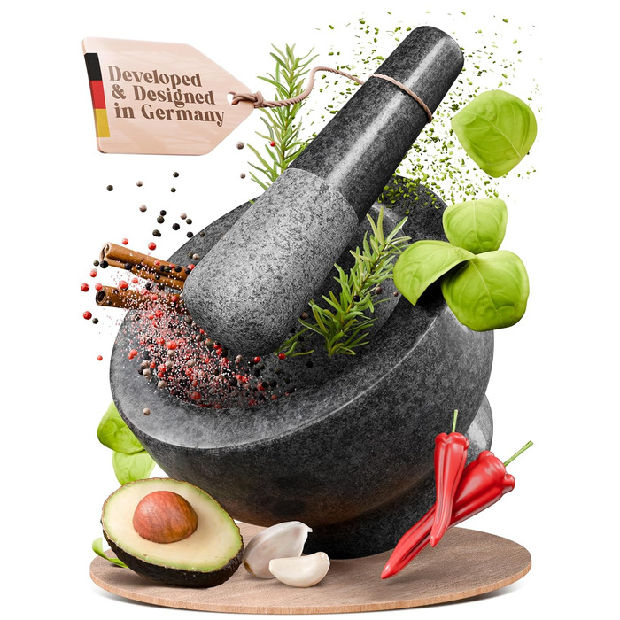 Набір ступки та пестика ChefSofi, чорний, полірований, 15.2 см, для 2 чашок