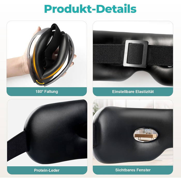 Масажер для очей Aspria® Eyecloud Vision з підігрівом та Bluetooth, видимий дизайн, масаж повітрям, розслаблення очей для втомлених/сухих очей, подарунок для жінок, чоловіків, друзів та сім'ї