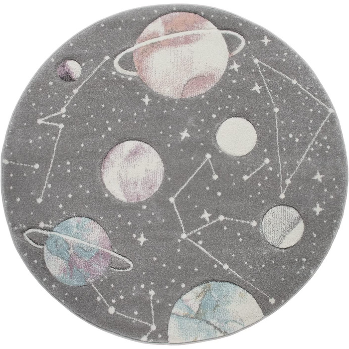 Домашній дитячий килимок TT, ігровий килимок з планетами і зірками, для дитячої кімнати сірого кольору, Розмір (80 х 150 см)
