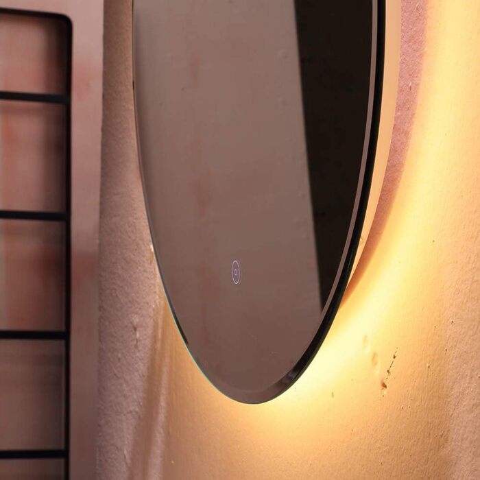 Дзеркало для ванної кімнати HUOLE з LED-підсвічуванням, настінне, з сенсорним вимикачем та захистом від запотівання, 6400K (60x60x4,5 см)