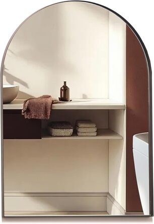 Дзеркало для ванної кімнати Arched Frame® Premium з золотою рамою, настінне, сучасне, стильне (50x40 см), матовий чорний, 70x50 см