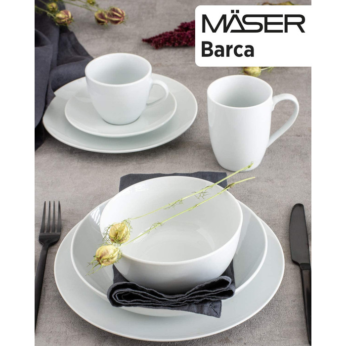 Набір тарілок Mser Barca для 6 осіб, 12 шт. сервіровка столу, Фарфор, Білий
