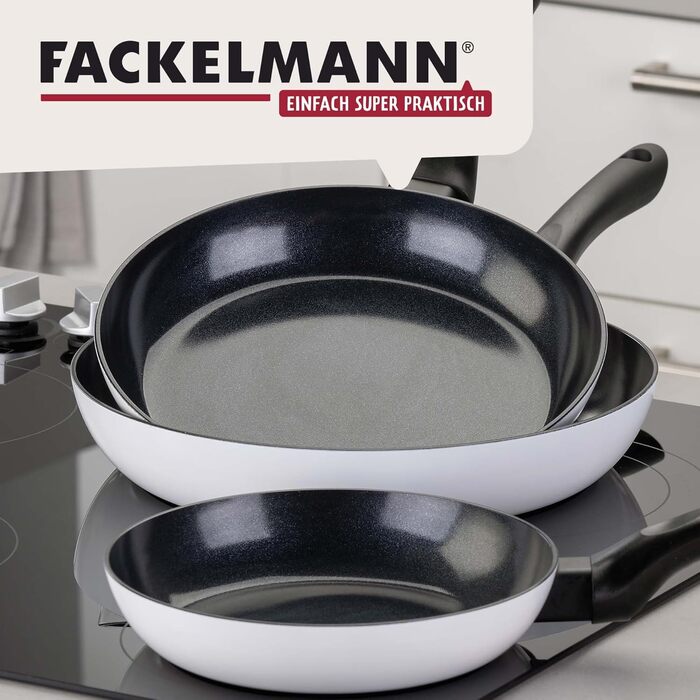 Набір сковорідок Fackelmann Arcadalina, 2 шт., діаметр 24 та 28 см, з переробленого алюмінію з керамічним покриттям, ергономічні ручки, підходить для індукційних плит, термостійкість +150 °C