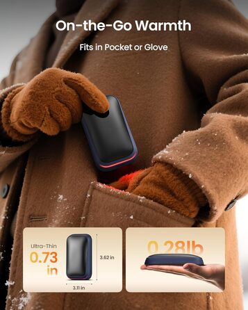 Електричний грілка для рук Gaiatop 2 шт. з магнітом, 4000mAh, USB, багаторазовий, швидкий нагрів 3s, 3 режими, компактний, для рукавичок, подарунок для чоловіків та жінок (блакитний)