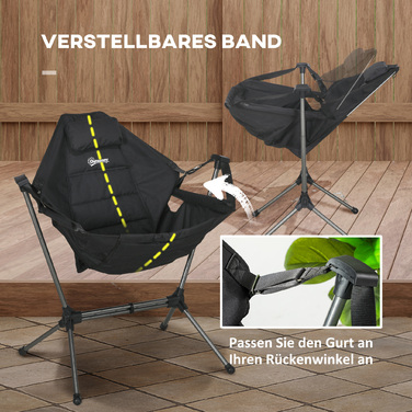 Складне садове крісло Outsunny Hammock Camping Chair до 120 кг, чорний від Oxford для саду та кемпінгу