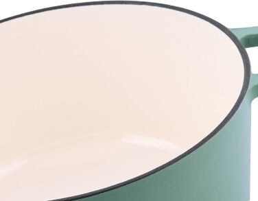 Емальована чавунна каструля для їжі / кругла / 6,9 л / м'ята / чавунна каструля з кришкою і 2 ручками традиційна чавунна каструля