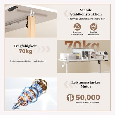 Регульований стіл Klicelor, електричний, стоячи/сидячи, офісний, з пам'яттю, 100 x 60 см, білий