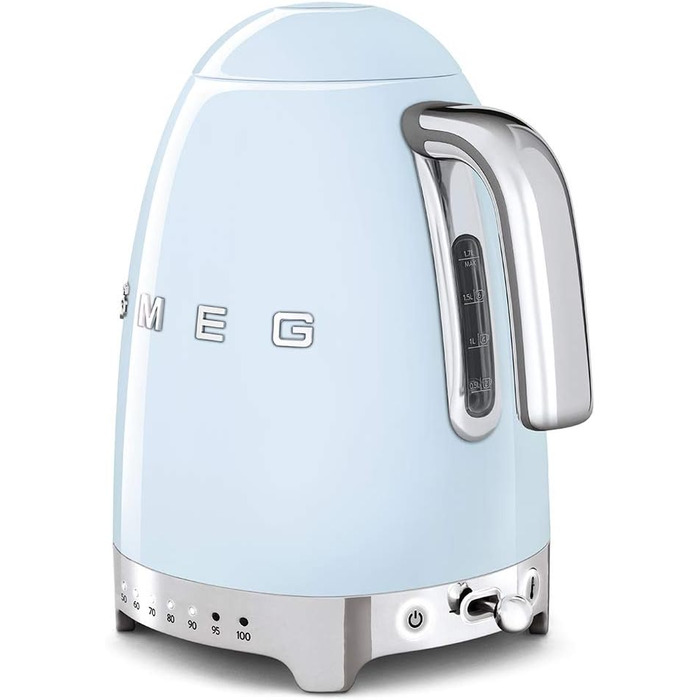 Електричний чайник Smeg KLF04PBEU 1,7L з регулюванням температури, фільтр від накипу, індикатор рівня води, 2400W, пастельно-блакитний