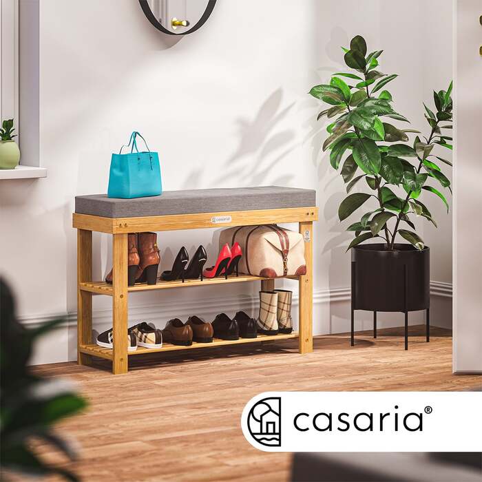 Лавка для взуття FSC® сертифікована деревина акації 90x30x48см