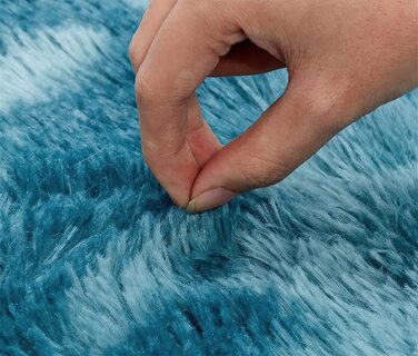 Килим ROHATIM з високим ворсом, супер м'який волохатий килим для вітальні, пухнастий м'який килимок, Килимки для спальні, супер м'який пухнастий дитячий килимок, килим (темно-синій, 120 x 160 см)