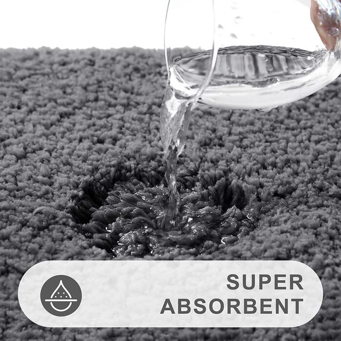 Набір килимків для ванної кімнати Homaxy (2 шт.) – антиковзаючі, м'які, з високим ворсом, мікрофібра, сірий (41 x 61 см + 51 x 76 см)