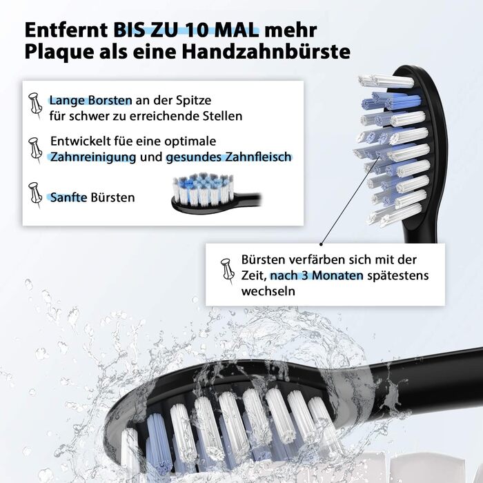 Електрична зубна щітка Tristan Auron – 55 000 вібрацій, 5 режимів, 60 днів роботи від акумулятора, компактна та тиха, з 2 насадками, для делікатного очищення зубів (червона) (Z - Bürstenköpfe)