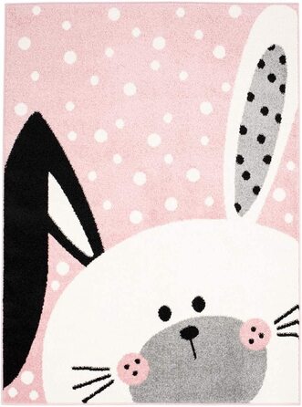 Килим Міський дитячий Bubble Kids Floppy Eared Bunny, білий горошок, 120x160 см (80x150 см, рожевий)