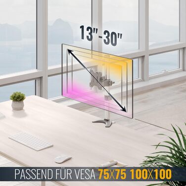 Кріплення для монітора RICOO TS7011: регульована підставка для екрану 12-27 дюймів, VESA 75/100, для комп'ютера, настільний кріплення