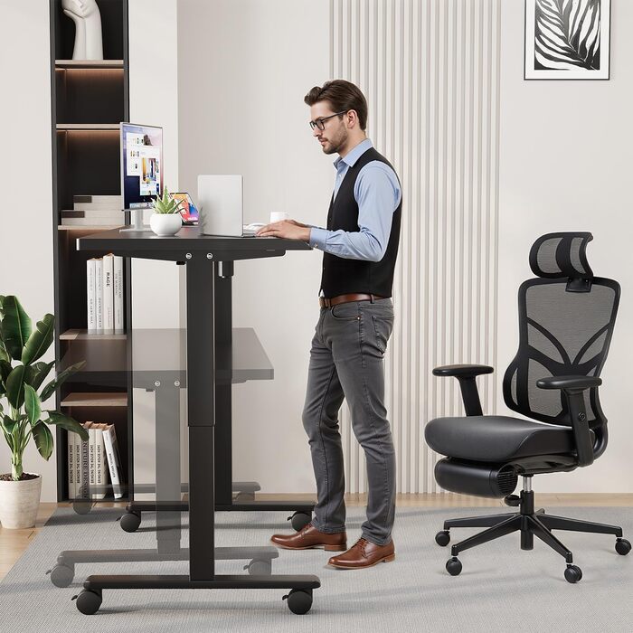 Стол офісний JUMMICO з регулюванням висоти, 100x160 см, 3 положення пам'яті, білий/чорний