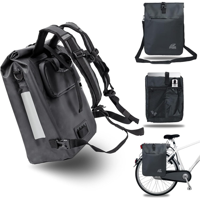 В-1 Багажна полиця для багажу (18 л) - Велосипедний рюкзак, сумка для багажу та сумка через плече - водонепроникний кофр зі світловідбивачами, 3-