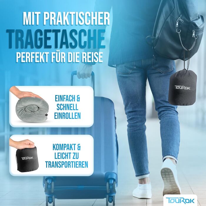 Подушка для подорожей Nackenkissen Flugzeug з піни Memory Foam – для літака, авто, з додатковою підтримкою голови, сіра