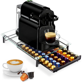 Підставка для капсул кави Masthome для Nespresso, на 60 капсул, зі скляною кришкою та шухлядою, з мікрофіброю