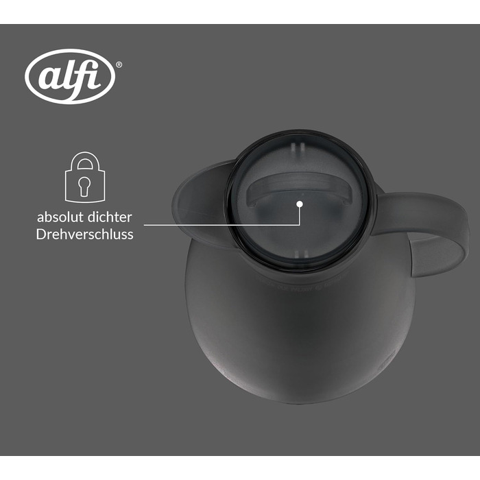 Термос Alfi DAN 1.0 л, пудрово-рожевий, з термоізоляційного пластику з вставкою з термостійкого скла, з кришкою-поворотом, дизайнерська модель, ідеально підходить для кави та чаю, BPA-free (з фільтром для чаю, Smoke)