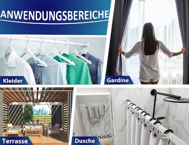 Телескопічна штанга для кріплення 260-310 см, матовий чорний, Ø 25 мм, багатофункціональна штанга без свердління. Підходить для штор, душових штор, ванних кімнат та балконів.