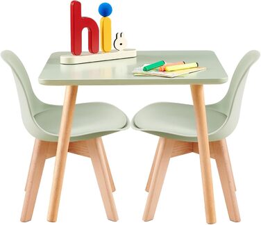 Дитячий стіл зі стільцями, комплект меблів для дітей, з екологічної букової деревини FSC, 1-6 років, для дитячої кімнати, дитячого садка, зелений