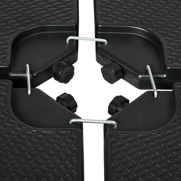 Підставка для парасольки, 4-секційна, з можливістю засипання баласту, 100 x 100 x 8 см, Чорний