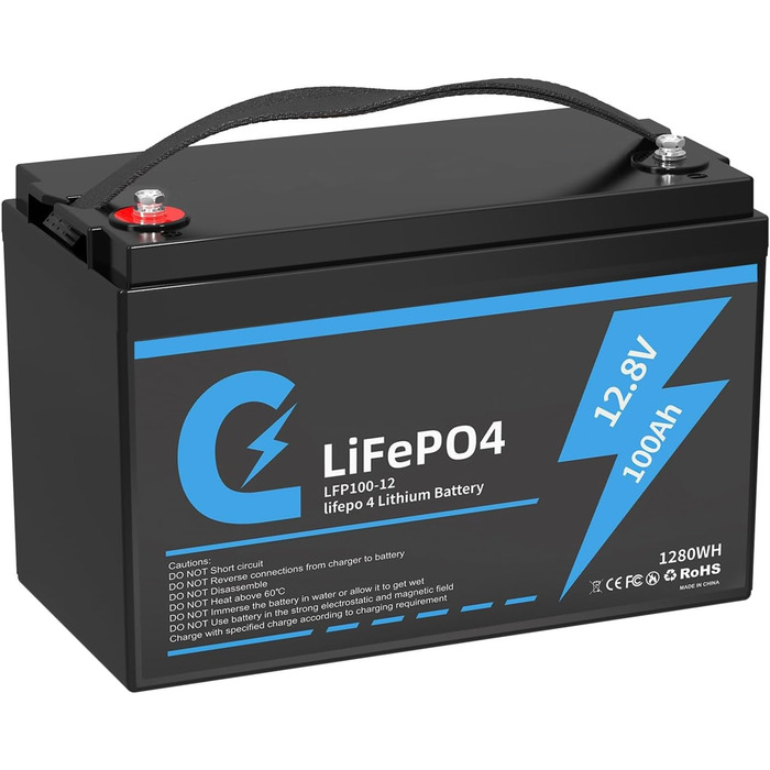 Акумуляторна батарея Lifepo4 100Ah 12V, 15000 циклів, захист BMS, заміна на свинцево-кислотний (12,8 В/100 Ач)