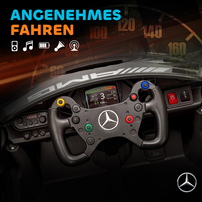 Електромобіль Mercedes-Benz для дітей, 12V, з LED-підсвіткою, музикою, звуком клаксона, для дітей віком 3-8 років, чорного кольору