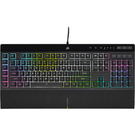 Клавіатура Corsair з мембранними клавішами, IP42 (захист від пилу та вологи), 6 макро-клавіш, сумісна з Elgato та iCUE, QWERTZ DE, для PC, Mac, Xbox, чорна