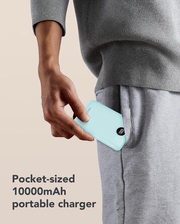 Міні-павербанк WeeFancy 10000mAh з кабелями, 3 виходи/входи, для iPhone/Samsung/Huawei (синій)