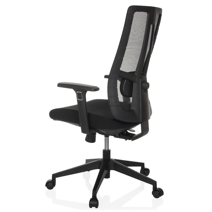Офісне крісло / Крісло з поворотним механізмом TRAMORE BASE з тканиною для сидіння / сіткою для спинки, чорного кольору, hjh OFFICE