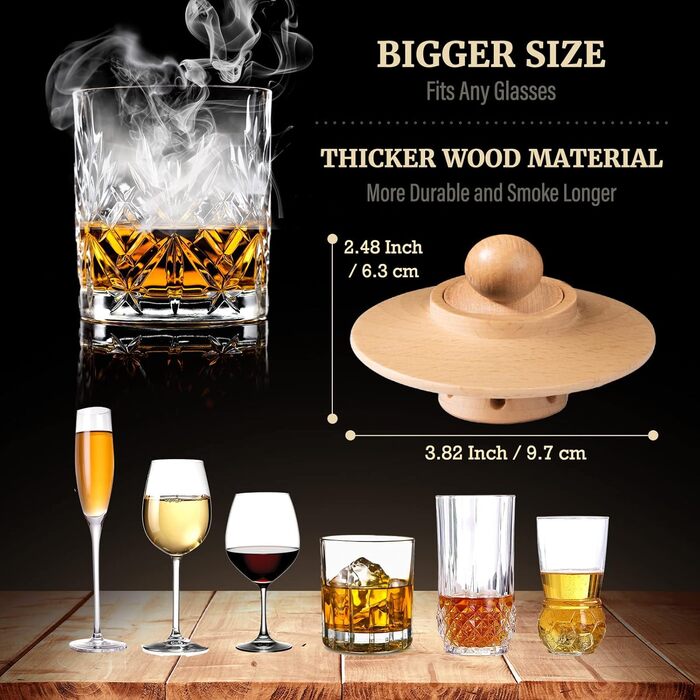 Набір для копчення віскі – Old Fashioned Cocktail, з 6 ароматичними дерев'яними чіпсами, 4 гранітними каменями для віскі, запальничкою та аксесуарами для любителів віскі та коктейлів (без бутану). Класичний набір