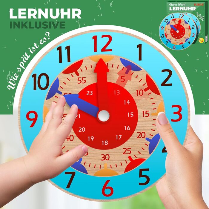 КІДІЗ® навчальний стільчик для дітей від 1 року | 3-ступеневий регульований по висоті | з навчальним годинником | дерев'яний (сосна) | розвиває моторику | Montessori Learning Tower | до 50 кг | антрацит & сосна