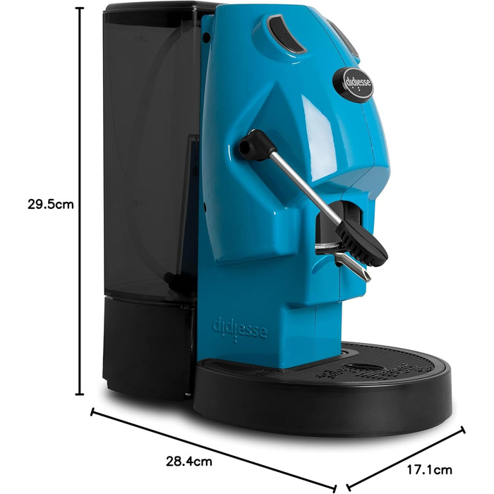 Кавомашина Didiesse Baby Frog Pad – компактна кавоварка з падами, 450 Вт, 1,5 л бак, Standby, білий/Miami-blue