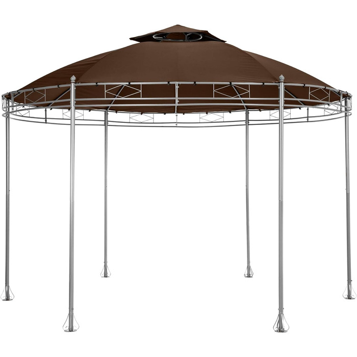 Павільйон tectake круглий Ø 3,5 м, шатро з дахом і бічними панелями, в т.ч. кріпильний матеріал, навіс для саду, навіс для проведення заходів, шатро, водонепроникний - (коричневий)