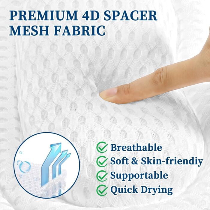 Подушка для ванни, розслаблююча підтримка шиї та спини, біла, з мішком для білизни