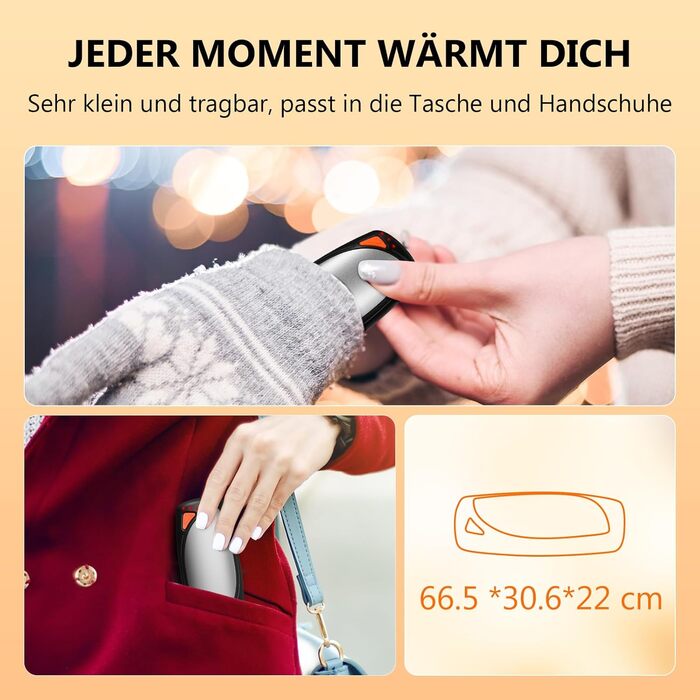 Електричні грілки для рук COTOP, 2 шт. з зарядним кейсом 14000 mAh, USB-C, 3 режими нагріву до 55°C, для кемпінгу, чорно-білі