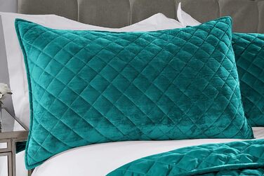 Покривало Емми Барклай в стилі регент, стьобане, м'яке, оксамитове, за кольором (двоспальне ліжко, темно-синій)