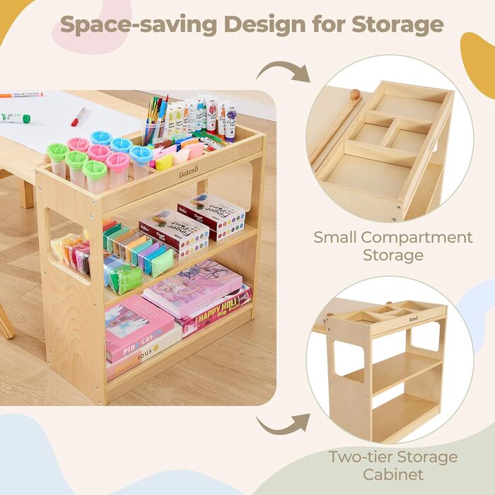 Дитячий стіл Kinder-Kunsttisch з 2 стільцями та рулонами паперу - набір для творчості та навчання