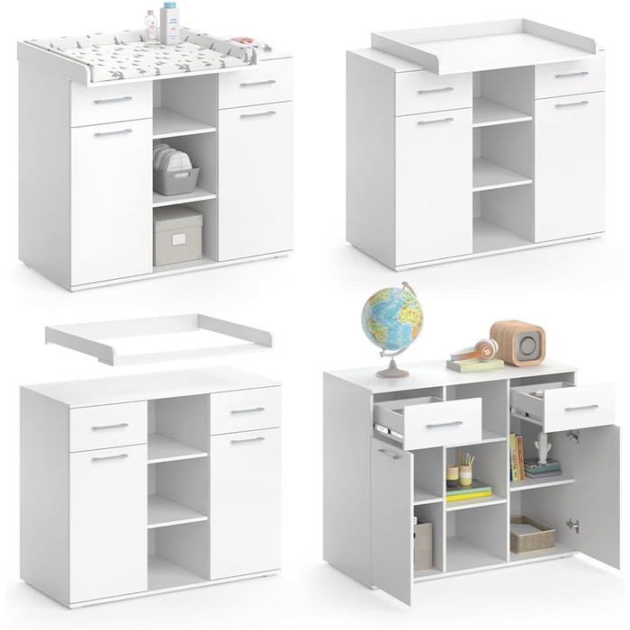 Комод-гойдалка Vicco Leonie з люлькою, білий, 113 x 100 см