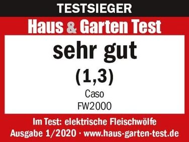 Електрична м'ясорубка Caso FW2000, в т.ч. печиво, насадка 800 Вт номінальна, 2000 Вт у замку, приблизно 2 кг/хв, литий алюмінієвий корпус, потужний двигун, срібло 2000 Вт Срібло