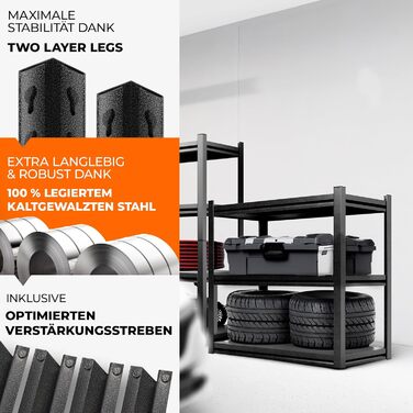 Металевий стелаж з 5 полицями 160x86x45 см - міцний, швидко збирається, стійкий до плісняви