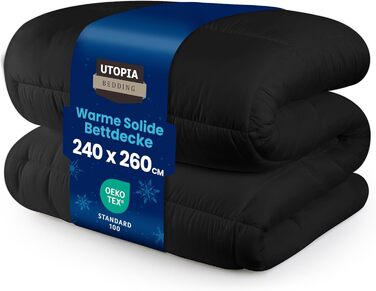 Ковдра Utopia Bedding, 240x260 см, білий колір, 370 GSM, дихаюча, стегане покриття, супер м'яка, для цілорічного використання