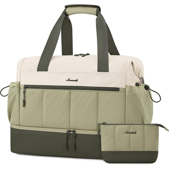 Сумка-трансформер LOVEVOOK для подорожей: легка, водонепроникна, 30L, з відділенням для взуття. Ідеальна для авіаперельотів, спортзалу та пологового будинку. (Бежевий+світло-зелений+оливковий)